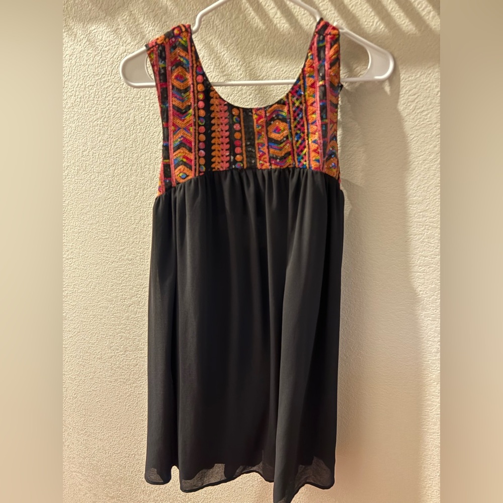 Ya Los Angeles Orange Red Scoop Neck Midi Sundress